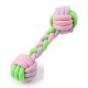Dog toy - rope dumbbell bone - Rope teether - mix of colors