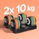 Automatiškai reguliuojami ketaus hanteliai, 2 x 10 kg rinkinys, 1 kg žingsniai, REBEL ACTIVE Automatiškai reguliuojami ketaus hanteliai, 2 x 10 kg rinkinys, 1 kg žingsniai, REBEL ACTIVE