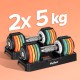 Automatiškai reguliuojami ketaus hanteliai, 2 x 5 kg rinkinys, 1 kg žingsniai, REBEL ACTIVE Automatiškai reguliuojami ketaus hanteliai, 2 x 5 kg rinkinys, 1 kg žingsniai, REBEL ACTIVE