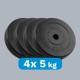 Bituminių svarelių rinkinys 4x5kg, skylė 31mm, klasikinė plokštelė, REBEL ACTIVE