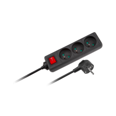 Black Rebel extension cord with switch 3 sockets - 5m (1.5mm)