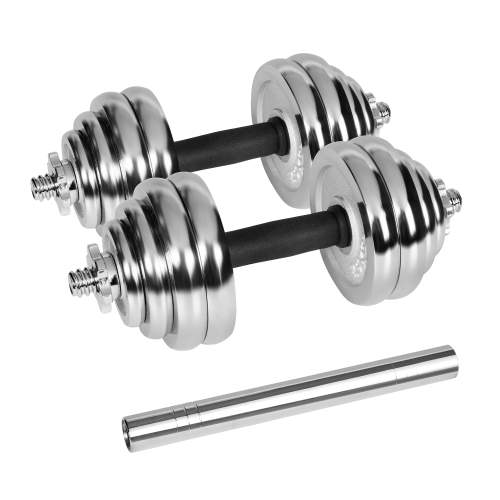 Chrome-plated, adjustable cast iron dumbbells in a case with a bar, set 30kg REBEL ACTIVE Chrome-plated, adjustable cast iron dumbbells in a case with a bar, set 30kg REBEL ACTIVE