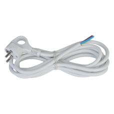 Electric cable white 1.5m 3x1.5mm terminated with an angled plug with grounding