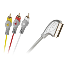 Euro-3RCA cable 1.5m silver teardrop blister