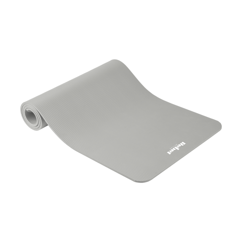 Gymnastics mat for yoga, pilates, fitness, 183x61cm, 1cm thick, NBR material, gray, REBEL ACTIVE Gymnastics mat for yoga, pilates, fitness, 183x61cm, 1cm thick, NBR material, gray, REBEL ACTIVE