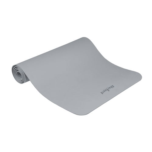 Gymnastics mat for yoga, pilates, fitness, 183x61cm, 4mm thick, TPE material, gray, REBEL ACTIVE Gymnastics mat for yoga, pilates, fitness, 183x61cm, 4mm thick, TPE material, gray, REBEL ACTIVE