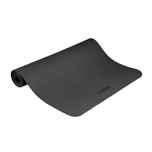 Gymnastics mat for yoga, pilates, fitness, 200x90cm, 1cm thick, TPE material, black, REBEL ACTIVE Gymnastics mat for yoga, pilates, fitness, 200x90cm, 1cm thick, TPE material, black, REBEL ACTIVE