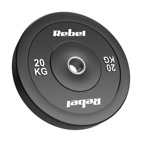 >>>Olimpinis gumuotas svorio diskas BUMPER 20 kg, skylės skersmuo 51 mm, REBEL ACTIVE >>>Olimpinis gumuotas svorio diskas BUMPER 20 kg, skylės skersmuo 51 mm, REBEL ACTIVE