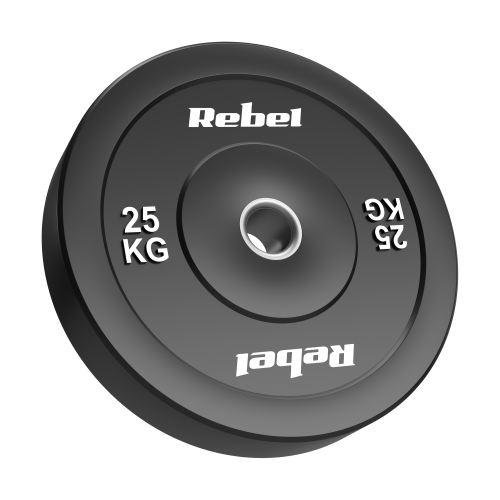 >>>Olimpinis gumuotas svorio diskas BUMPER 25 kg, skylės skersmuo 51 mm, REBEL ACTIVE >>>Olimpinis gumuotas svorio diskas BUMPER 25 kg, skylės skersmuo 51 mm, REBEL ACTIVE