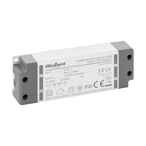 Rebel power supply for LED strings 12V/2A max.24W IP20 Rebel power supply for LED strings 12V/2A max.24W IP20