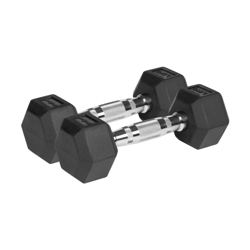 Rubber-coated cast iron dumbbells HEX 2x2.5 kg REBEL ACTIVE Rubber-coated cast iron dumbbells HEX 2x2.5 kg REBEL ACTIVE