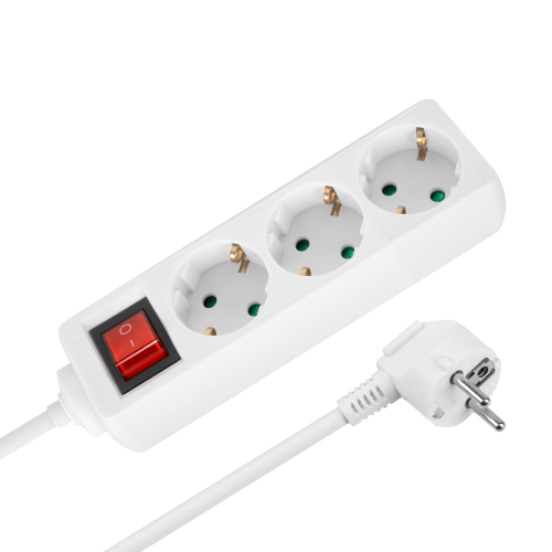 Extension cord 3 sockets 5m German type with switch (3x1.5mm) Rebel white Extension cord 3 sockets 5m German type with switch (3x1.5mm) Rebel white