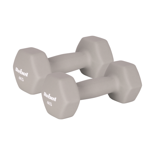Cast iron neoprene dumbbells HEX 2x4kg, REBEL ACTIVE Cast iron neoprene dumbbells HEX 2x4kg, REBEL ACTIVE