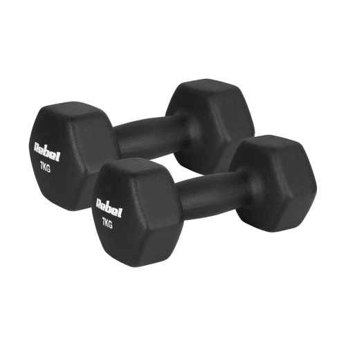Cast iron neoprene dumbbells HEX 2x7kg, REBEL ACTIVE Cast iron neoprene dumbbells HEX 2x7kg, REBEL ACTIVE