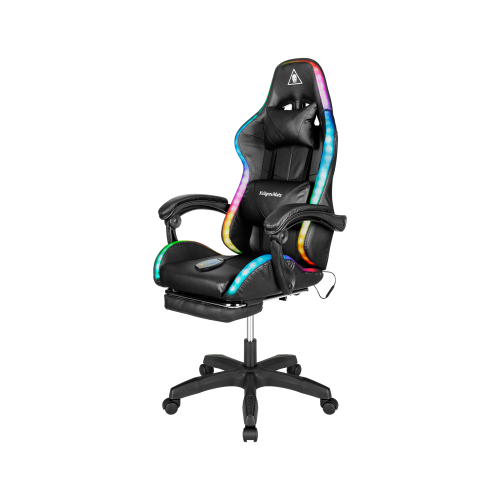 Kruger&Matz GX-150 žaidimų kėdė, juoda, LED, 7 taškų masažas Kruger&Matz GX-150 žaidimų kėdė, juoda, LED, 7 taškų masažas