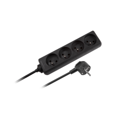 Power extension cord Rebel black 4 sockets without switch, length 3m (3x1.5mm)