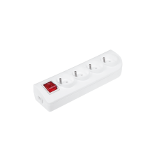 Prailginimo laido lizdas x 4 su įžeminimu ir jungikliu, baltas GN-40W