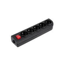 Extension cord socket x 5 with grounding and switch black GN-50W-2