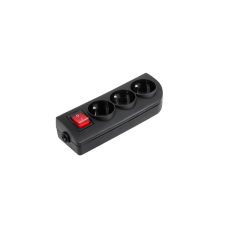 Extension socket x 3 with grounding and switch black GN-30W-2