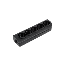 Extension socket x 5 with grounding black GN-50-2