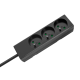 Extension cord 3 sockets 1.5m French type without switch (3x1.0mm) Rebel black