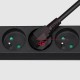 Extension cord 3 sockets 1.5m French type without switch (3x1.0mm) Rebel black
