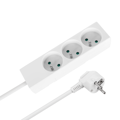 Extension cord 3 sockets 2m French type without switch (3x1.5mm) Rebel white Extension cord 3 sockets 2m French type without switch (3x1.5mm) Rebel white