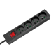 Extension cord 4 sockets 1.5m French type with switch (3x1.0mm) Rebel black