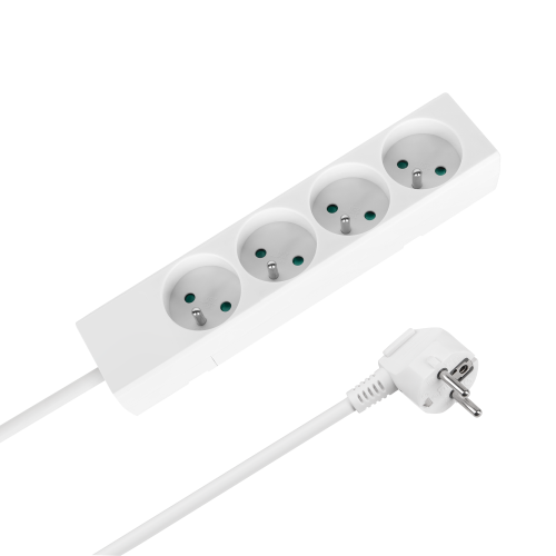 Extension cord 4 sockets 2m French type without switch (3x1.5mm) Rebel white Extension cord 4 sockets 2m French type without switch (3x1.5mm) Rebel white