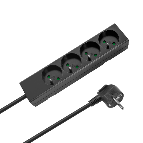 Extension cord 4 sockets 2m French type without switch (3x1.5mm) Rebel black Extension cord 4 sockets 2m French type without switch (3x1.5mm) Rebel black
