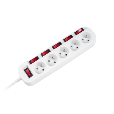 Rebel extension cord with 6 switches, 5 sockets - 1.5m