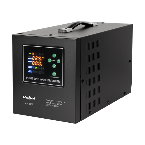 Rebel POWER-1500-LFP4 nepertraukiamo maitinimo šaltinis (UPS) – grynos sinusinės bangos keitiklis su įkrovimo funkcija 12 V 230 V 1500 VA / 1050 W Rebel POWER-1500-LFP4 nepertraukiamo maitinimo šaltinis (UPS) – grynos sinusinės bangos keitiklis su įkrovimo funkcija 12 V 230 V 1500 VA / 1050 W