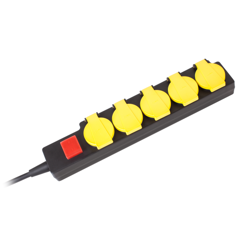 Rebel garden extension cord with switch, 3m 5 sockets (IP 44). Rebel garden extension cord with switch, 3m 5 sockets (IP 44).