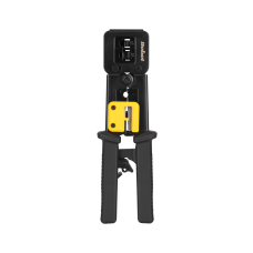 RJ45, RJ12, RJ11 pass-through plug crimper