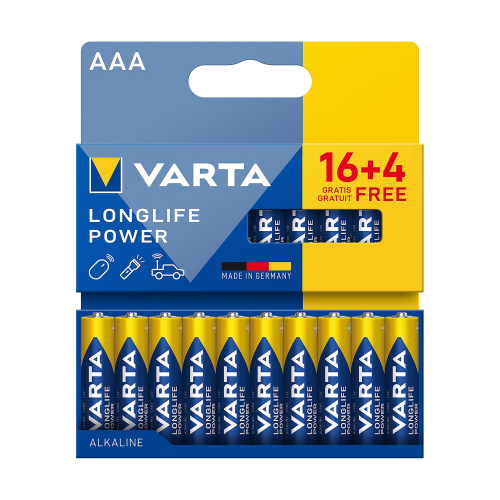 Šarminė baterija VARTA LR03 Longlife Power 16+4/blisteryje. Šarminė baterija VARTA LR03 Longlife Power 16+4/blisteryje.