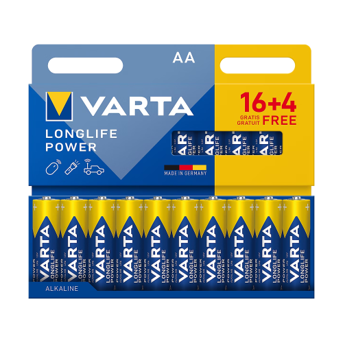 Šarminė baterija VARTA LR06 Longlife Power 16+4/blisteryje. Šarminė baterija VARTA LR06 Longlife Power 16+4/blisteryje.