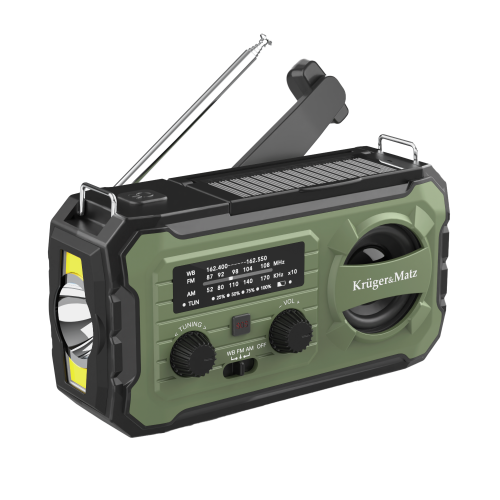 Solar radio, portable SOS emergency radio, 10000mAh power bank, flashlight, dynamo, Kruger&Matz Solar radio, portable SOS emergency radio, 10000mAh power bank, flashlight, dynamo, Kruger&Matz