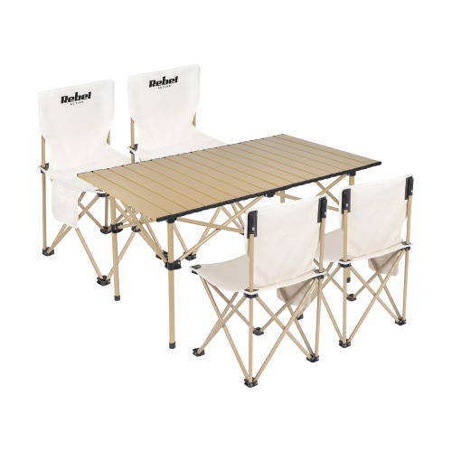 Turistinis, paplūdimio baldų komplektas, stalas + 4 kėdės, metalinis rėmas, Rebel Active Turistinis, paplūdimio baldų komplektas, stalas + 4 kėdės, metalinis rėmas, Rebel Active