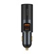 Automobilinis įkroviklis 12-24V 120W USB + USB-C su lizdu cigarečių pridegėjui, pilkas