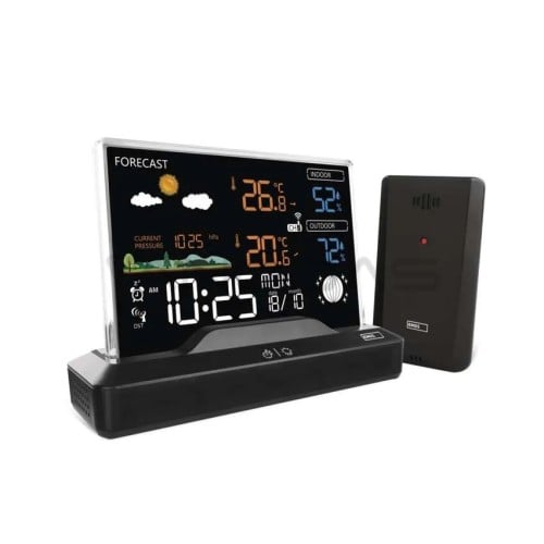 Wireless weather station with outdoor sensor, black  Wireless weather station with outdoor sensor, black