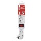 Ilgiklis 3 lizdų 1.5m su įžeminimu, su jungikliu (baltas) 1.5mm²