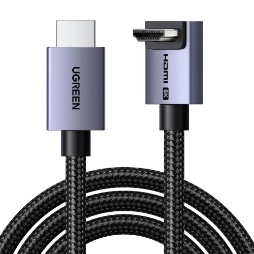Kabelis HDMI-HDMI kampinis kištukas 2m (HDMI 2.1 8K@60Hz 48Gbps) juodas HD188 UGREEN Kabelis HDMI-HDMI kampinis kištukas 2m (HDMI 2.1 8K@60Hz 48Gbps) juodas HD188 UGREEN