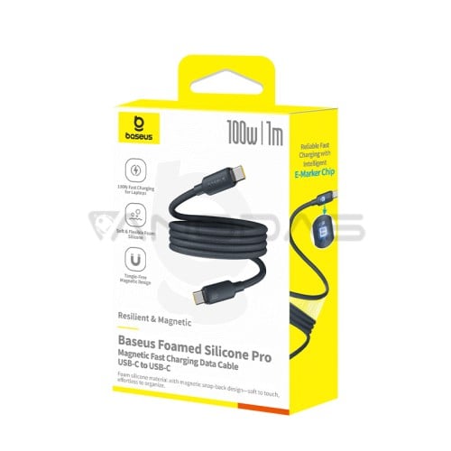 Cable USB C - USB C 1m 100W magnetic, porous silicone insulation, black BASEUS  Cable USB C - USB C 1m 100W magnetic, porous silicone insulation, black BASEUS