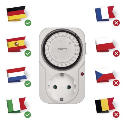 Mechanical timer TS-MD31, 230V AC, 16A, SCHUKO, EMOS Mechanical timer TS-MD31, 230V AC, 16A, SCHUKO, EMOS