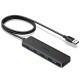 Šakotuvas USB-A 4 prievadų (USB 3.0) 1.0m, juodas Šakotuvas USB-A 4 prievadų (USB 3.0) 1.0m, juodas