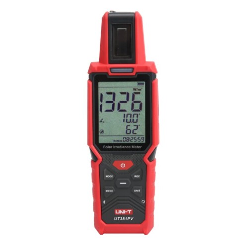 Saulės spinduliuotės matuoklis, 1400W/m², -40~120℃, –90.0~+90.0 °, 0~360°, Bluetooth, IP65, UNI-T Saulės spinduliuotės matuoklis, 1400W/m², -40~120℃, –90.0~+90.0 °, 0~360°, Bluetooth, IP65, UNI-T