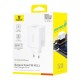 Sieninis įkroviklis EnerFill FE11 100W USB-A + 2xUSB-C QC PD, baltas