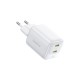 Sieninis įkroviklis EnerFill FE22 45W 2xUSB-C QC PD su USB-C kabeliu 1m, baltas Sieninis įkroviklis EnerFill FE22 45W 2xUSB-C QC PD su USB-C kabeliu 1m, baltas