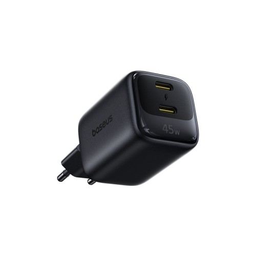Sieninis įkroviklis EnerFill FE22 45W 2xUSB-C QC PD su USB-C kabeliu 1m, juodas Sieninis įkroviklis EnerFill FE22 45W 2xUSB-C QC PD su USB-C kabeliu 1m, juodas