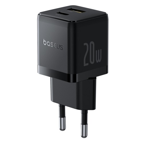 Wall charger Palm 20W USB + USB-C QC3.0 PD3.0, black Wall charger Palm 20W USB + USB-C QC3.0 PD3.0, black
